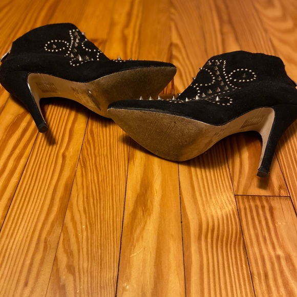 Black suede studded booties - Picture 4 of 4